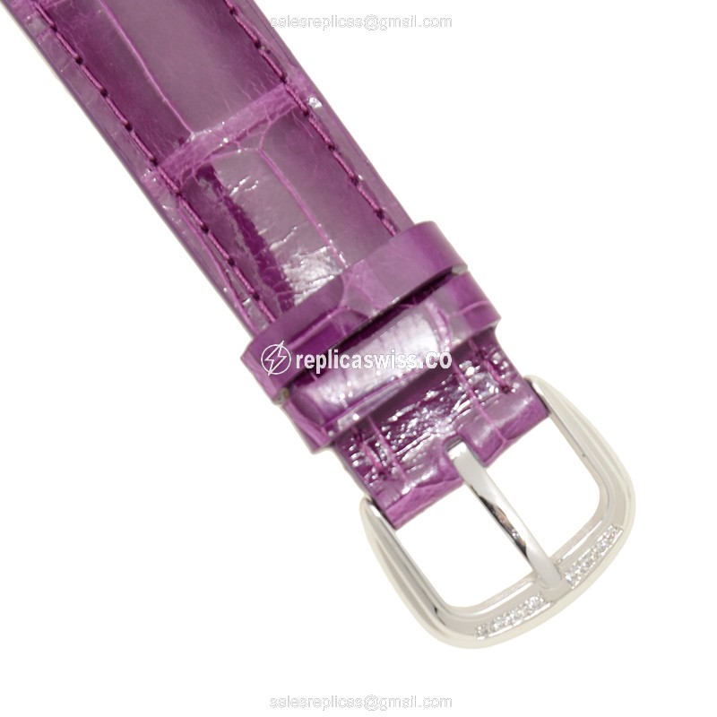Franck Muller 2852 B QZ REL MOP D Replica - Quartz - 18kt White Gold - Diamond - White Dial on Leather Strap - View 4