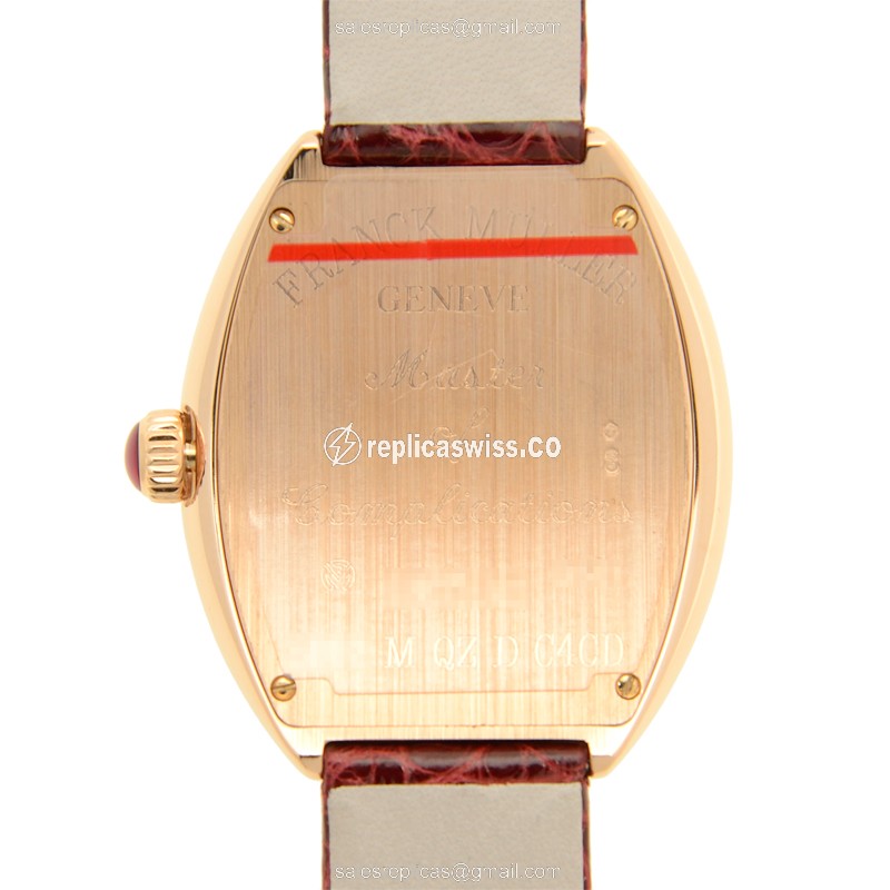 Franck Muller 5002 M QZ D C4 CD HEART - Quartz - 18kt Rose Gold - Diamonds Silver Dial, Red Leather Buckle - View 3