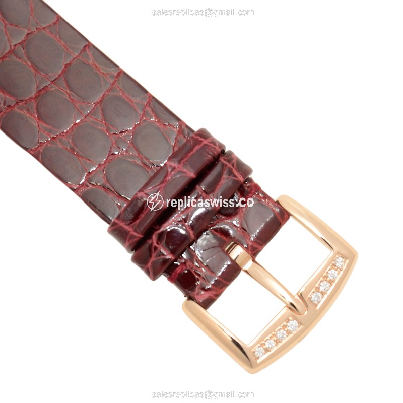 Franck Muller 5002 M QZ D C4 CD HEART - Quartz - 18kt Rose Gold - Diamonds Silver Dial, Red Leather Buckle - View 4