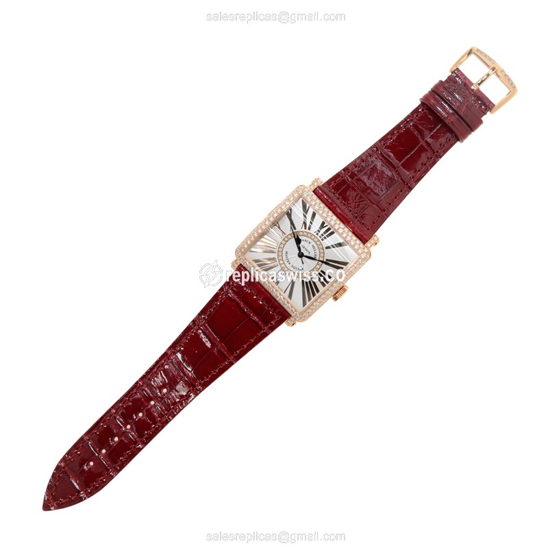 Franck Muller 6000 H SC DT R CD 1R 5N Master Square Replica | Automatic | 18kt Rose Gold | Diamonds on Dial | Leather Strap - View 2