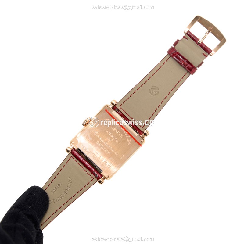 Franck Muller 6000 H SC DT R CD 1R 5N Master Square Replica | Automatic | 18kt Rose Gold | Diamonds on Dial | Leather Strap - View 3