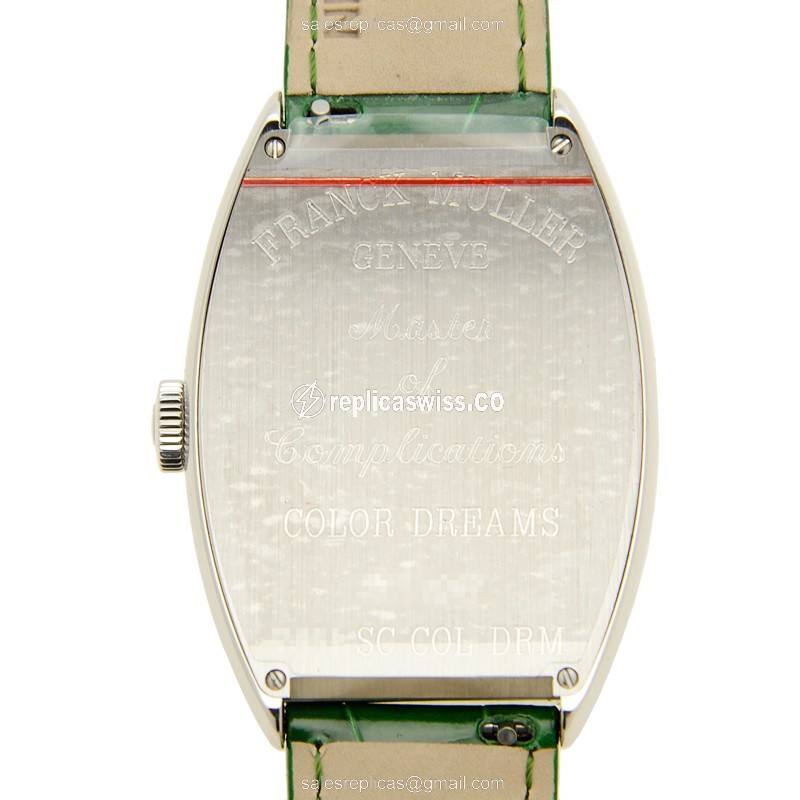 Franck Muller 7851 SC COL DRM AC CINTREE CURVEX - Automatic - Stainless Steel Case - Silver Dial, Red Alligator Strap - View 3