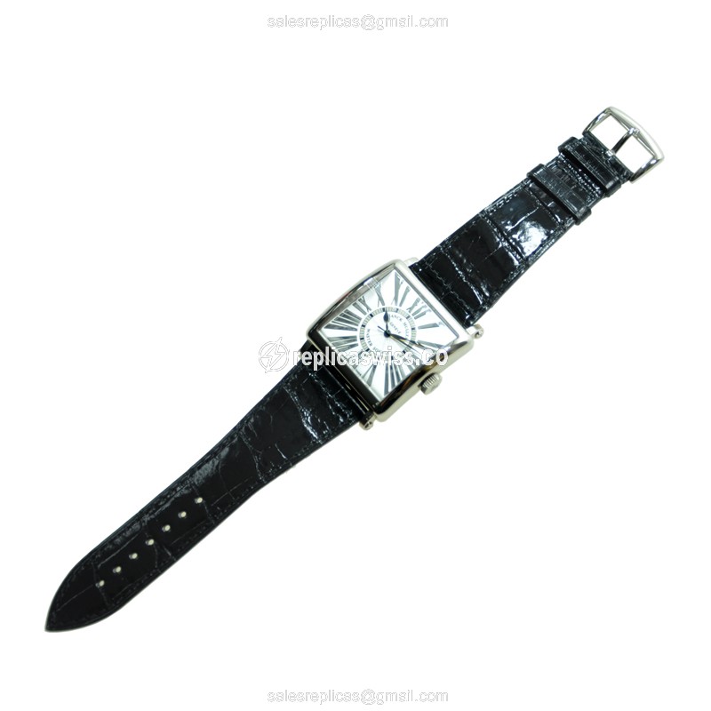Franck Muller 6000 H SC DT Replica - Automatic - 18kt White Gold - Silver Dial, Leather Strap - View 2