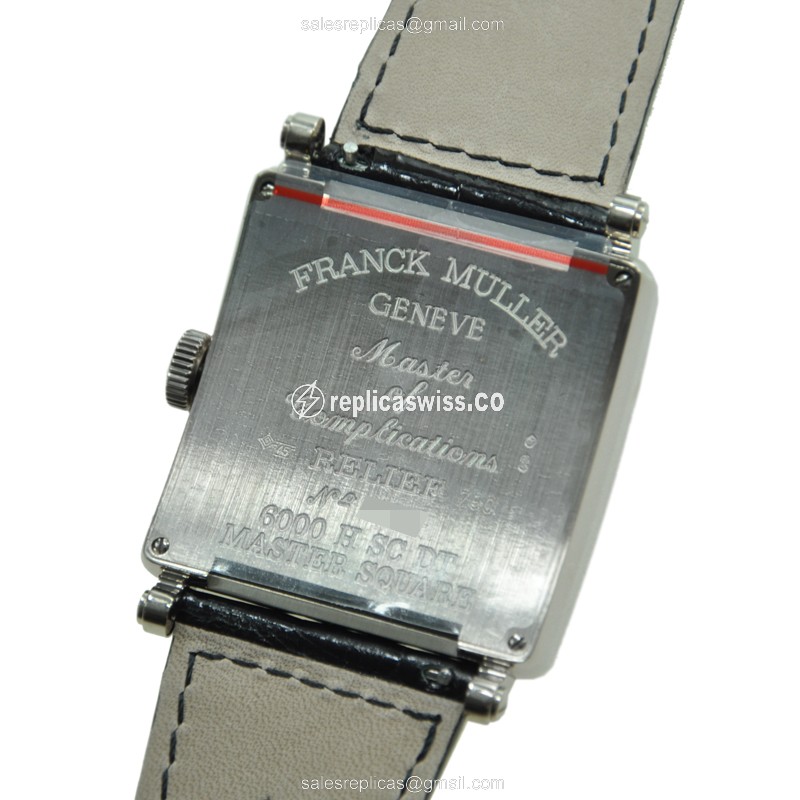 Franck Muller 6000 H SC DT Replica - Automatic - 18kt White Gold - Silver Dial, Leather Strap - View 3