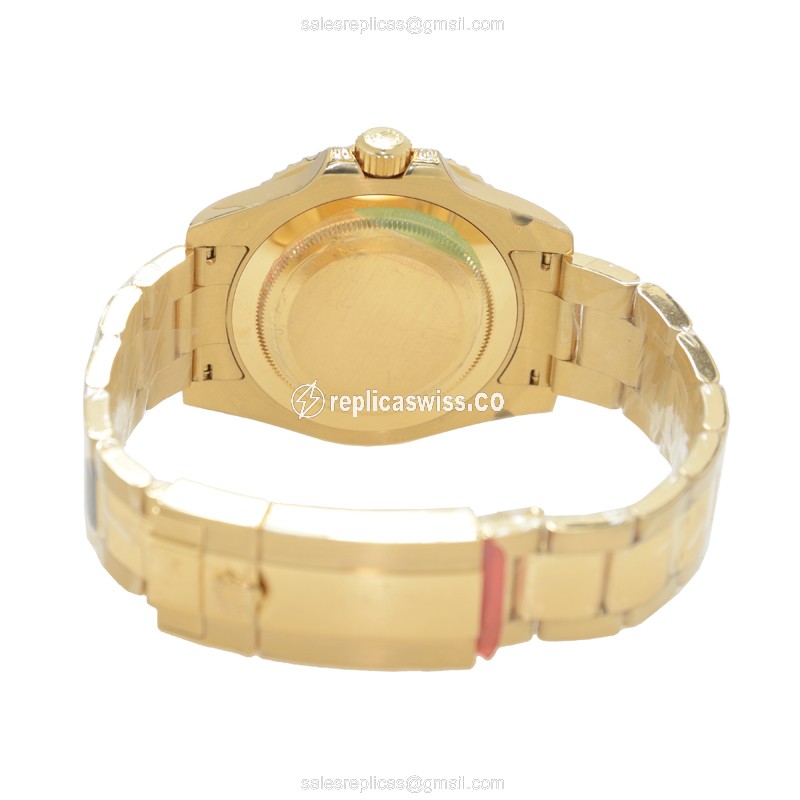 Rolex GMT-MASTER II Replica - Automatic - 18kt Gold - Black Dial on Steel Strap - View 4