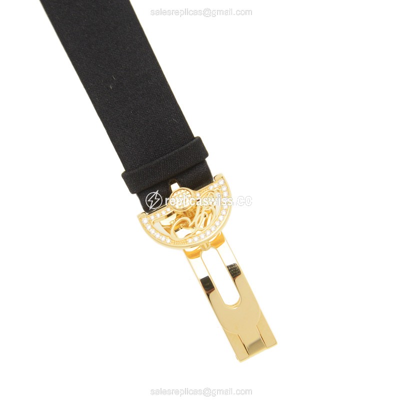 Breguet REINE DE NAPLES Replica - Automatic - 18kt Gold - Diamond - White Dial - Black Fabric Strap - View 4