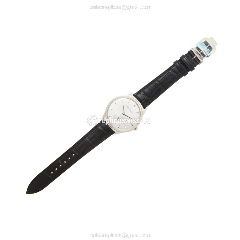 Jaeger-Lecoultre Q1278420 Replica - Ultra Thin - Automatic - Silver Dial - Steel Case - Black Alligator Strap - View 2
