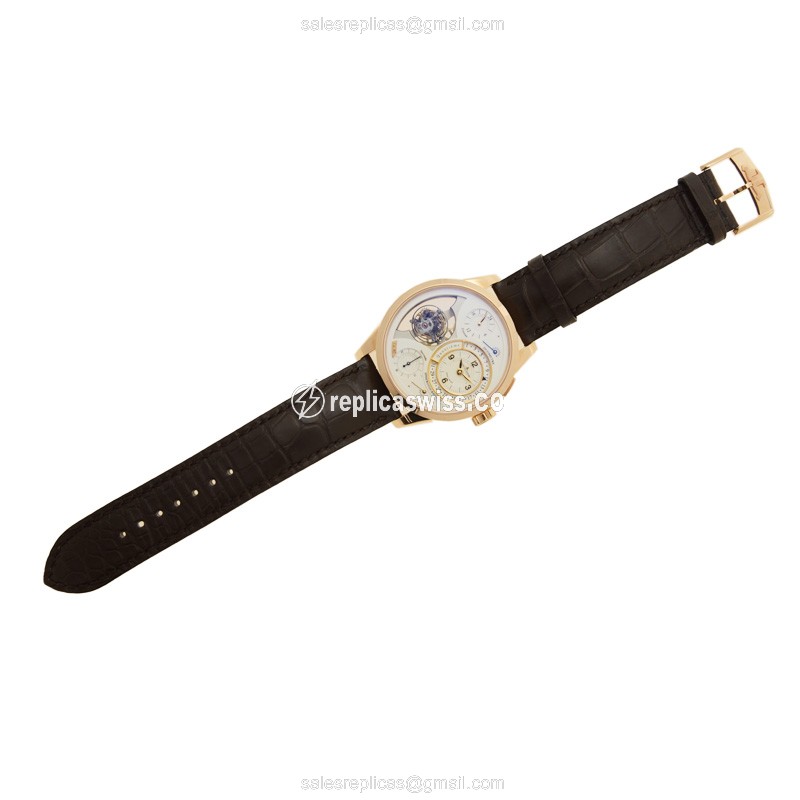 Jaeger-Lecoultre Q6052520 DUOMETRE - Manual Wind - 18kt Rose Gold - White Dial - Brown Alligator Strap - View 2