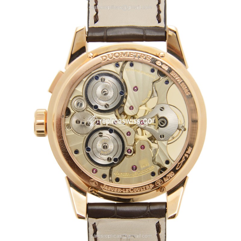 Jaeger-Lecoultre Q6052520 DUOMETRE - Manual Wind - 18kt Rose Gold - White Dial - Brown Alligator Strap - View 3