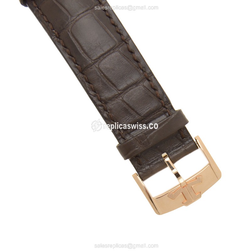 Jaeger-Lecoultre Q6052520 DUOMETRE - Manual Wind - 18kt Rose Gold - White Dial - Brown Alligator Strap - View 4