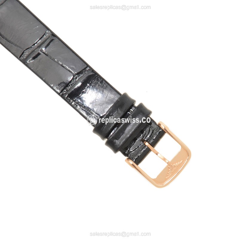 Longines LA GRANDE Replica - Quartz - PVD Gold - White Dial - Leather Black Strap - View 4