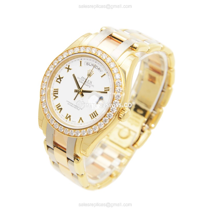 Rolex Day-Date Replica - Automatic, White Dial, Gold Clasp & Strap - View 3