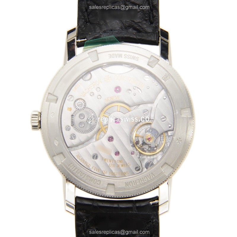 Vacheron Constantin Traditionnelle - Manual - 950 Platinum Case - Grey Dial - Black Alligator Buckle - View 3