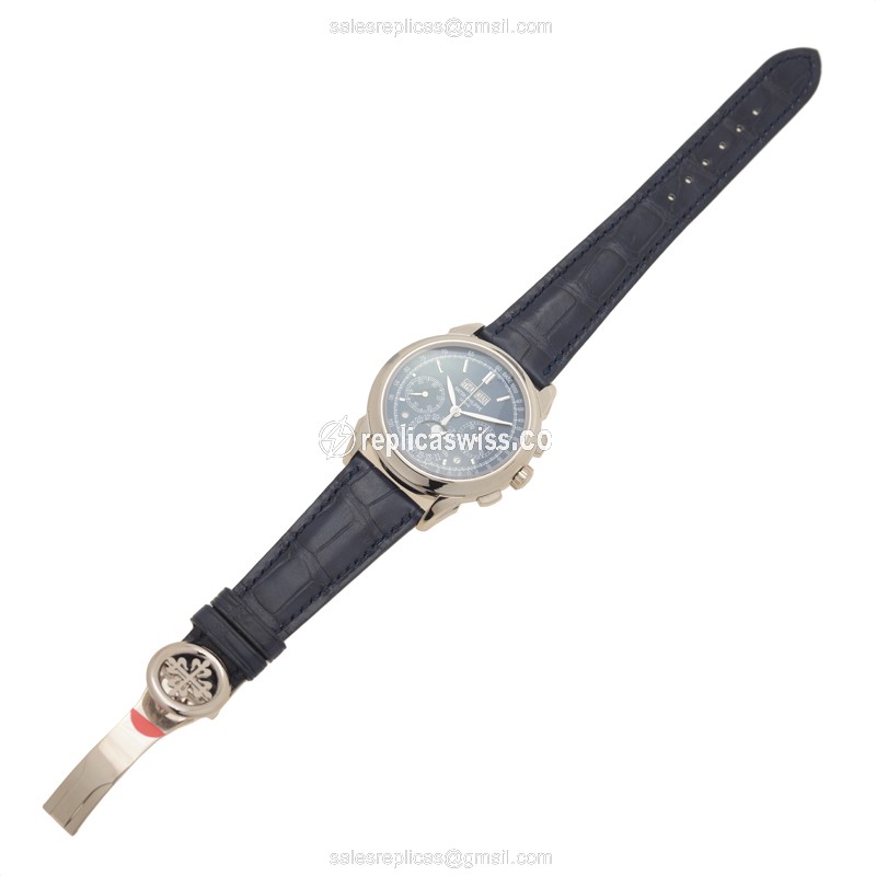 Patek Philippe 5270G-014 Grand Complications Replica - Automatic - 18kt Gold - Blue Dial - Blue Alligator Strap - View 2