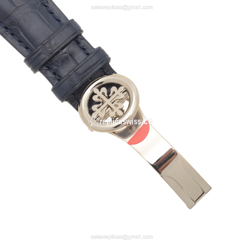 Patek Philippe 5270G-014 Grand Complications Replica - Automatic - 18kt Gold - Blue Dial - Blue Alligator Strap - View 4