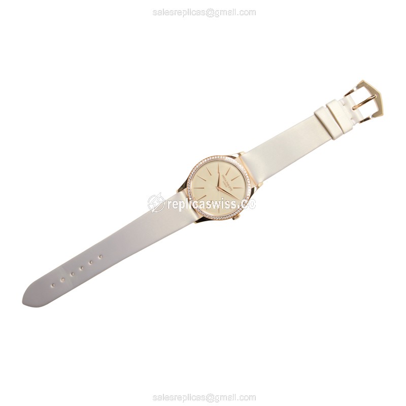 Patek Philippe 4897R-010 Replica - Manual Wind - 18kt Rose Gold - Beige Dial & Beige Satin Strap - View 2