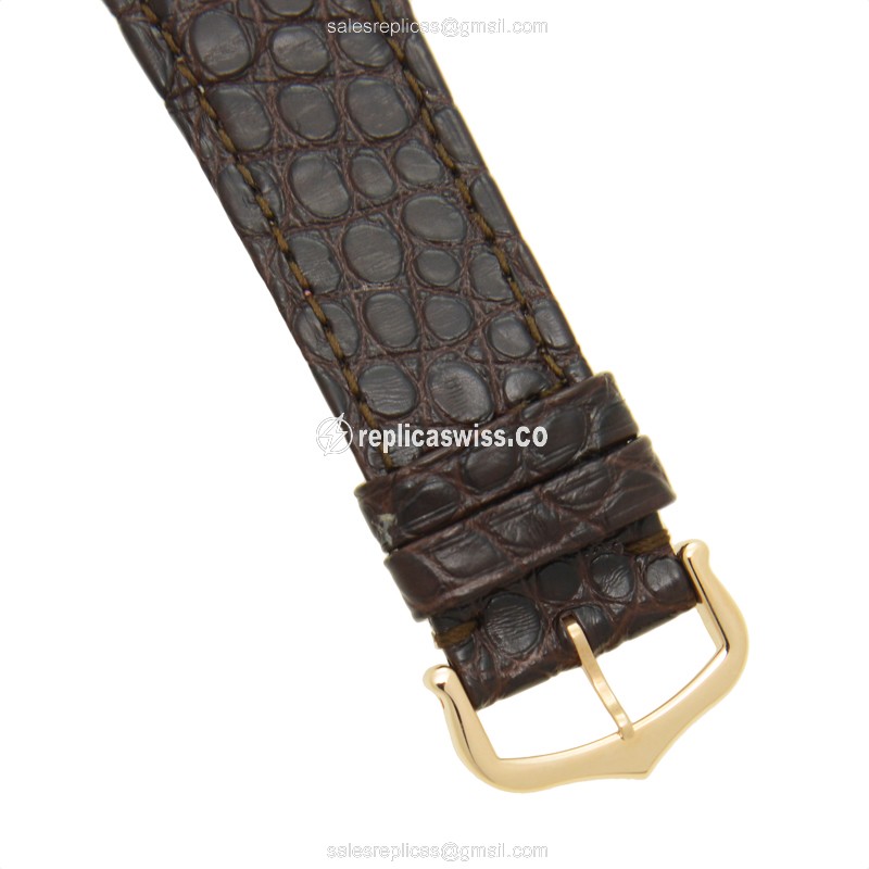 Cartier TANK W5200026 - Automatic - Rose Gold - White Dial - Alligator Brown Buckle - View 4