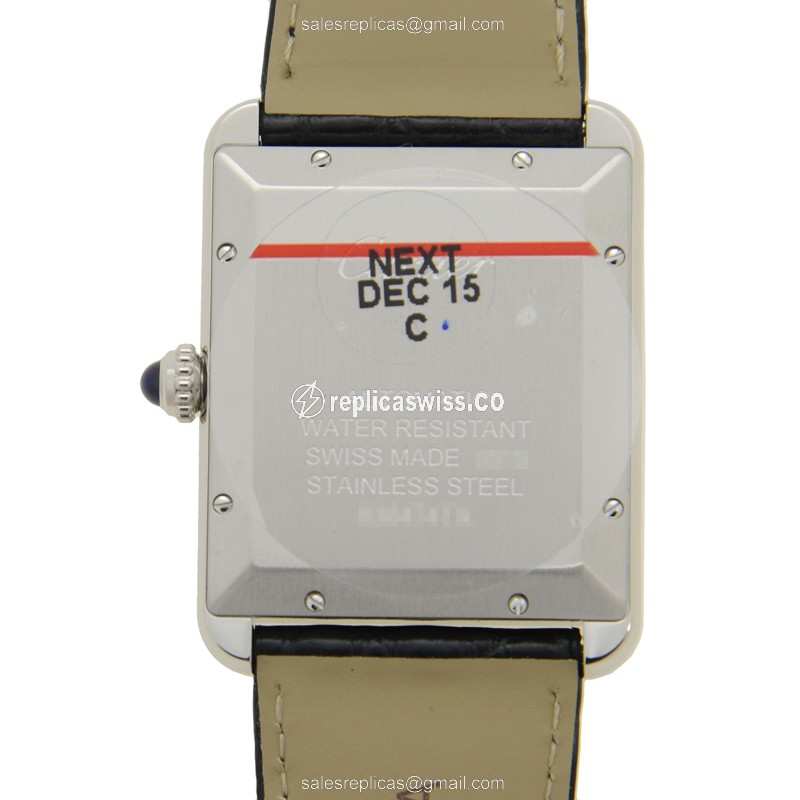 Cartier TANK W5200027 - Automatic - Stainless Steel - White Dial - Black Alligator Strap - View 3