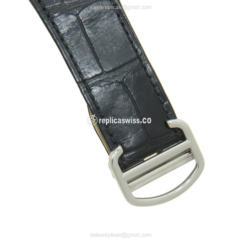 Cartier TANK Automatic - Black Dial - Steel Case - Alligator Black Strap - View 4