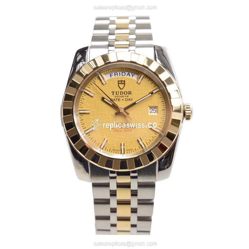 Tudor Classic 23013-62113-CHCL - Automatic - Gold-Steel Case - Silver Dial - Steel Band - View 2