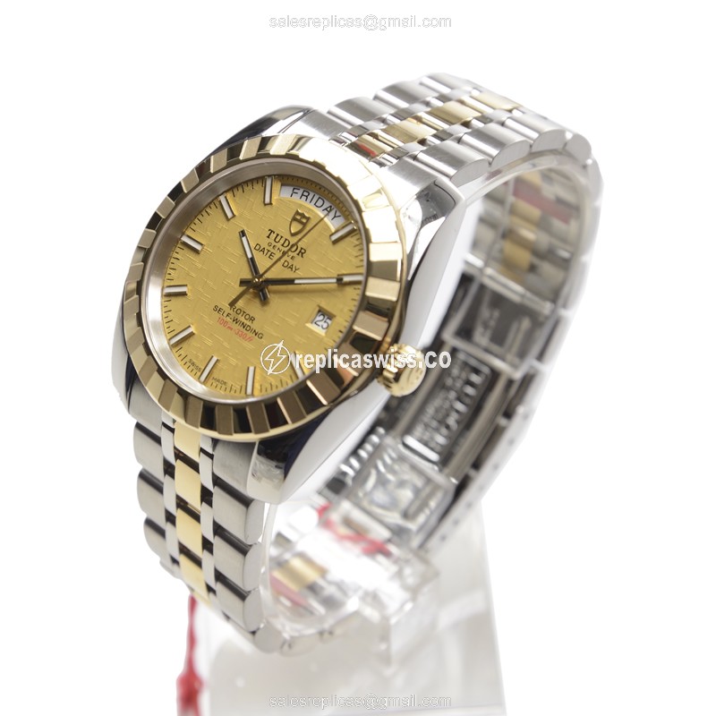 Tudor Classic 23013-62113-CHCL - Automatic - Gold-Steel Case - Silver Dial - Steel Band - View 3