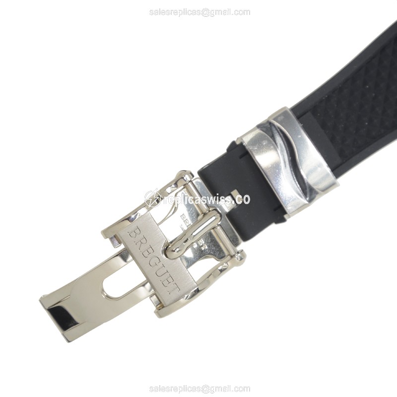 Breguet 5827BB/12/5ZU Replica - Automatic - 18kt White Gold Case - White Dial - Black Rubber Strap - View 4