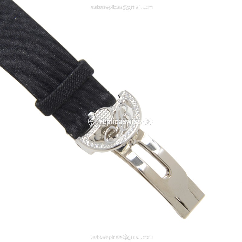 Breguet REINE DE NAPLES 8918BB/58/864/D00D - Auto 18kt White Gold - Diamond Dial - Silk Black Strap - View 4