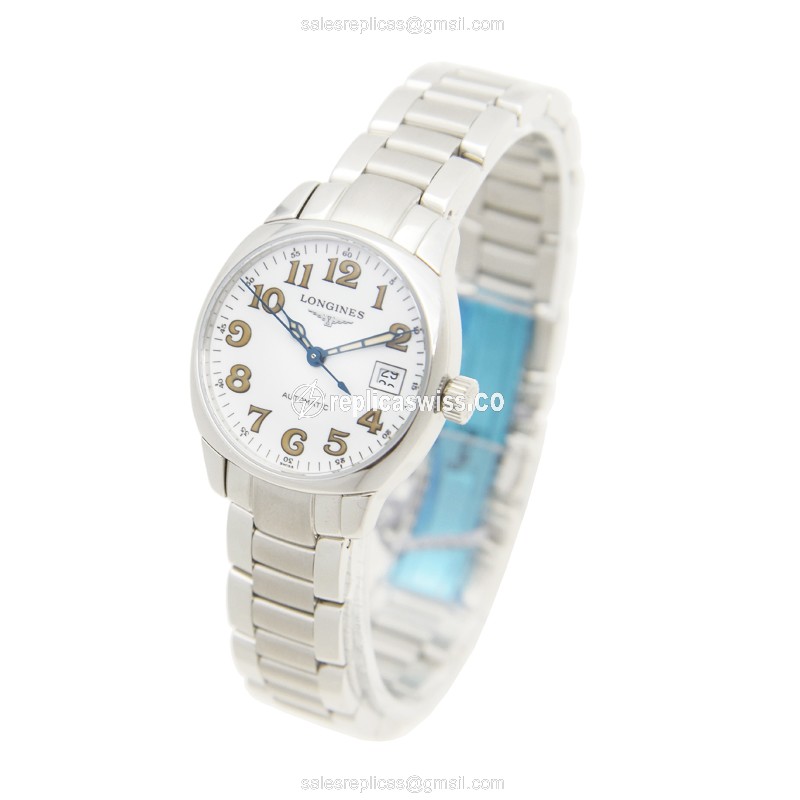 Longines Spirit Replica - Automatic - Stainless Steel Case - White Dial - Silver Steel Strap - View 3