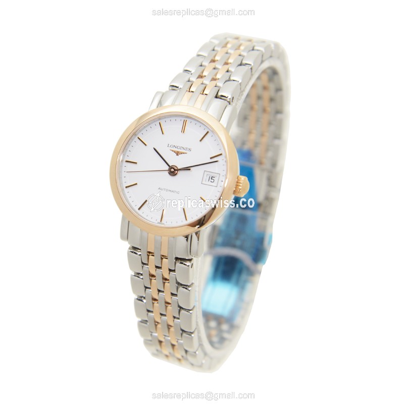 Longines L4.309.5.12.7 Replica - Automatic - 18kt Rose Gold & Steel - White Dial, Silver Clasp - View 3