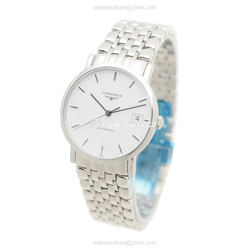 Longines L4.809.4.12.6 Replica - Automatic, White Dial on Silver Steel Clasp - View 3