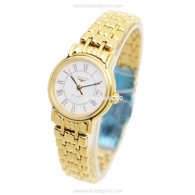 Longines Presence Automatic Replica - PVD Gold - White Dial - View 3