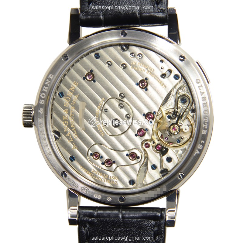 A Lange & Sohne Grand Lange Replica - Manual - 18kt Gold - Black Dial - Alligator Black Buckle - View 3