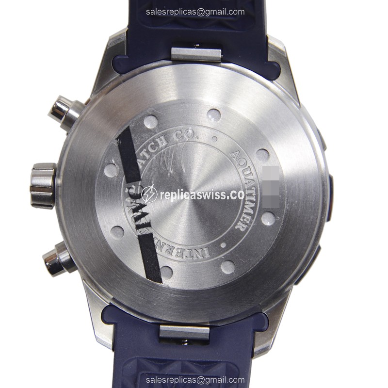 IWC AQUATIMER Replica - Automatic - Steel Case - Blue Dial - Blue Rubber Strap - View 3
