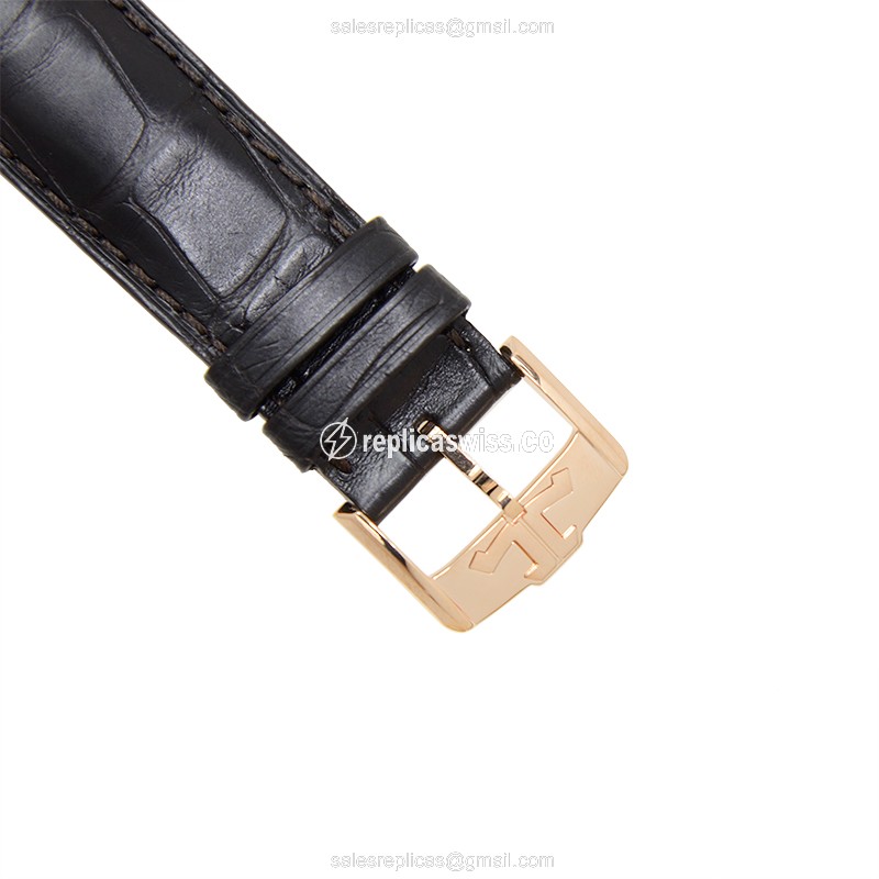 Jaeger-Lecoultre Q1562501 Replica - Ultra Thin - Automatic - 18kt Rose Gold - Diamond Set - Silver Dial - Black Alligator Strap - View 4