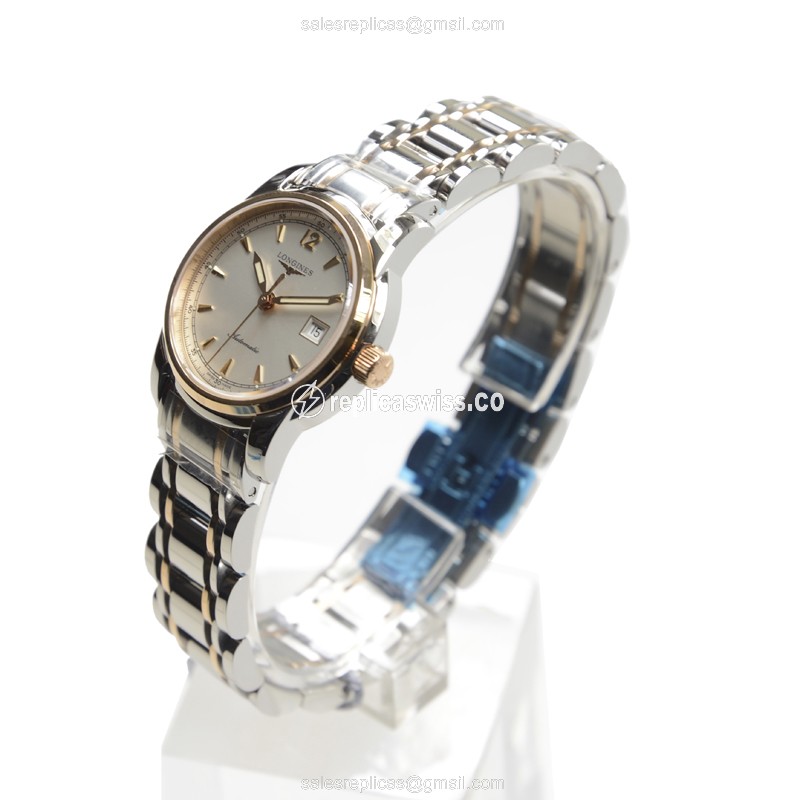 Longines SAINT IMIER Replica - Automatic - 18kt Rose Gold & Steel - Silver Dial - View 3
