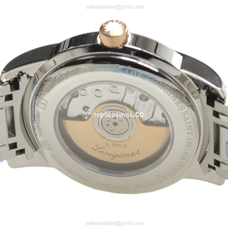 Longines SAINT IMIER Replica - Automatic - 18kt Rose Gold & Steel - Silver Dial - View 4