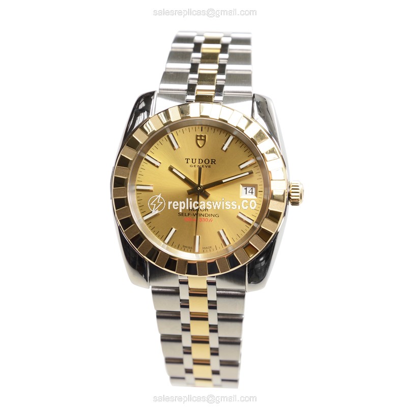 Tudor Classique Replica - Automatic - Gold Dial - 18kt Steel - View 2