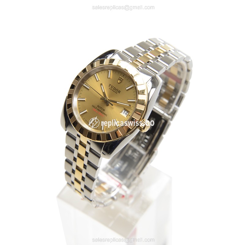 Tudor Classique Replica - Automatic - Gold Dial - 18kt Steel - View 3