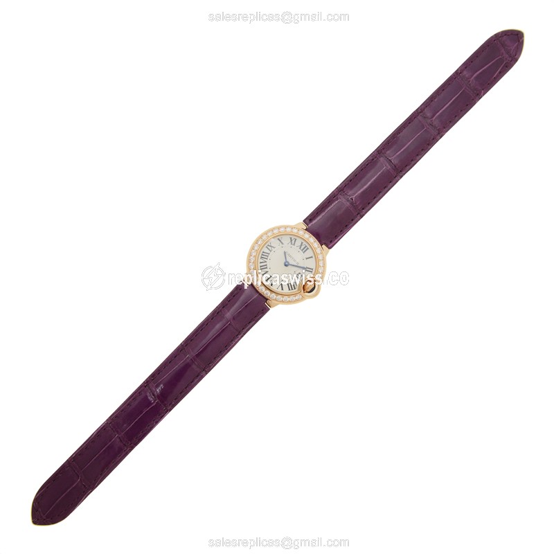 Cartier Ballon Bleu Replica - Quartz - 18kt Rose Gold - Diamonds - White Dial - View 2