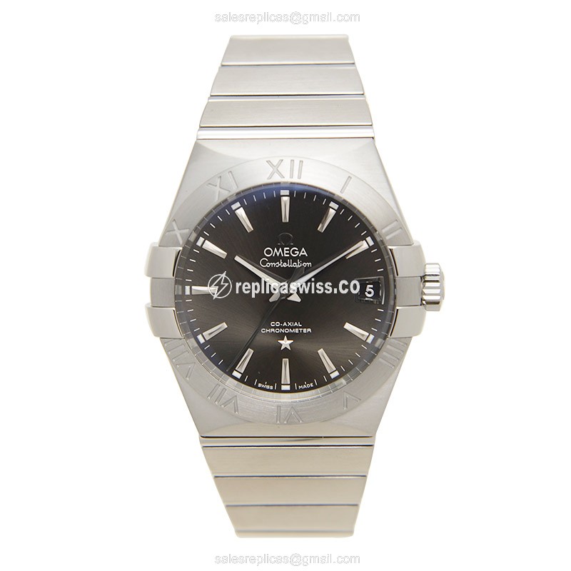 Omega Constellation Replica - Automatic | Stainless Steel Case | Gray Dial | Silver Clasp & Strap - View 2