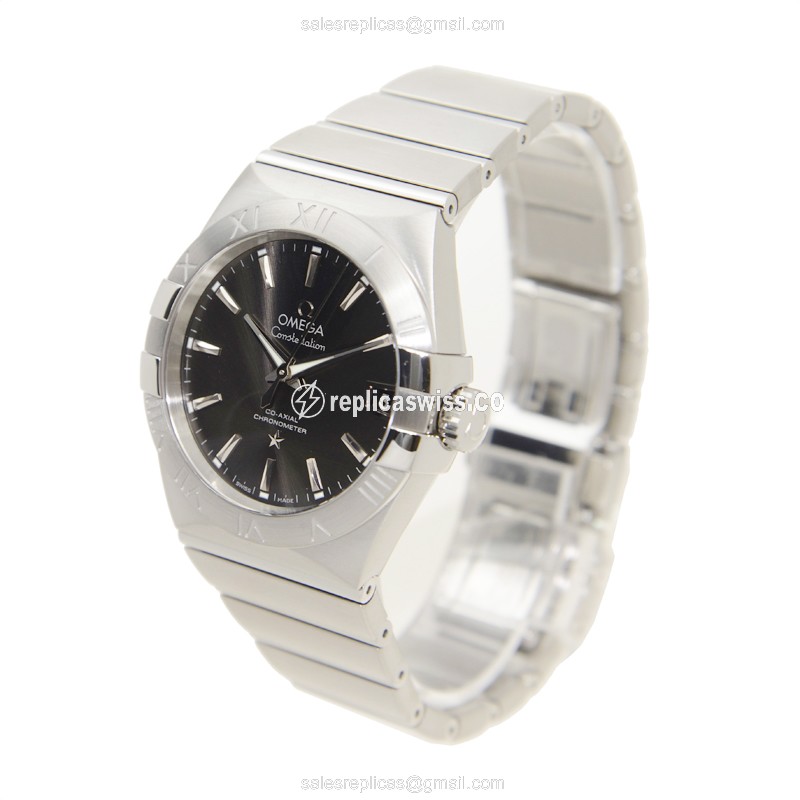 Omega Constellation Replica - Automatic | Stainless Steel Case | Gray Dial | Silver Clasp & Strap - View 3