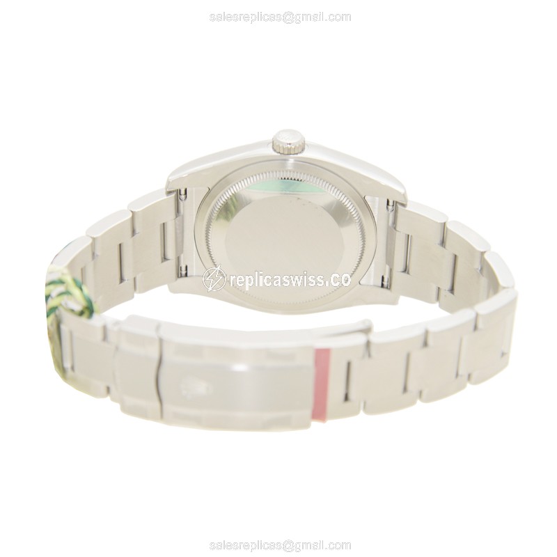 Rolex OYSTER PERPETUAL Replica - Automatic - Steel Case - Blue Dial, Silver Clasp & Steel Strap - View 4