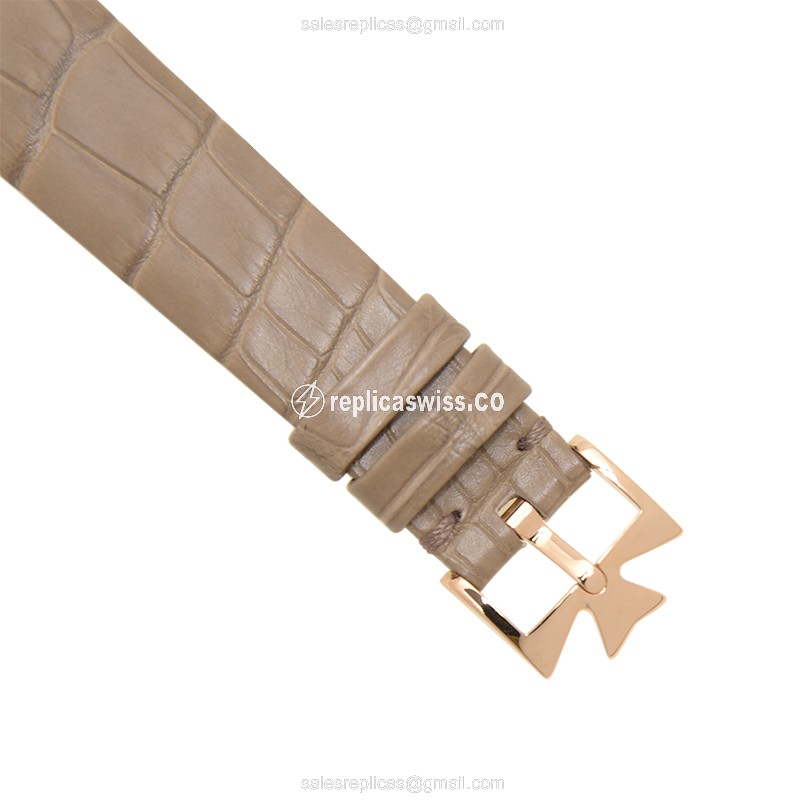 Vacheron Constantin 25558/000R-9759 TRAD. Quartz 18kt Rose Gold & Diamond Dial - Brown Alligator Buckle - View 4