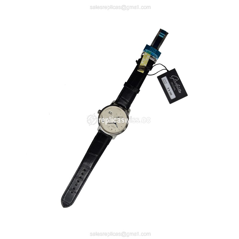 Glashutte PANO Manual Wind - Steel Case - Silver Dial - Black Alligator Strap - View 2