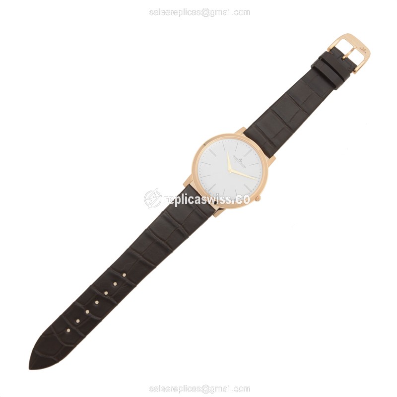 Jaeger-Lecoultre Q1292520 Replica - Manual - 18kt Rose Gold - White Dial - Brown Alligator Buckle - View 2