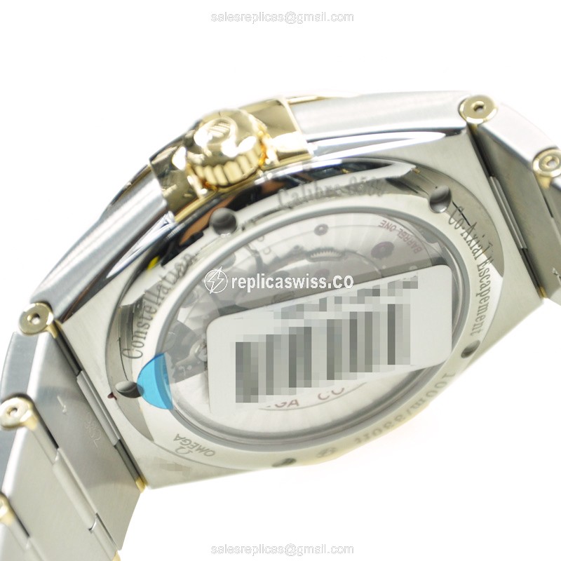 Omega Constellation Replica - Automatic - 18kt Gold & Steel Case - Gold Dial - Silver Clasp - Silver Strap - View 4