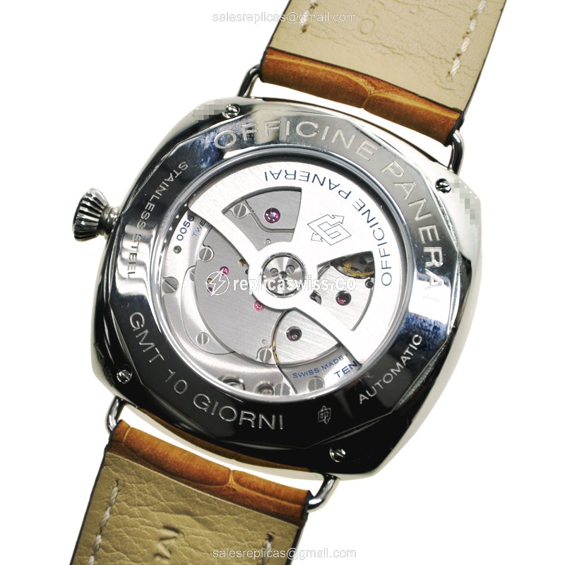 Panerai PAM00323 RADIOMIR Replica - Automatic - Black Dial - Stainless Steel Case - Brown Alligator Strap - View 3