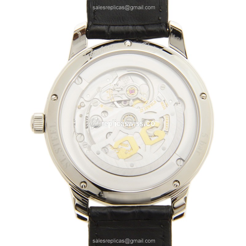 Glashutte Senator Automatic Skeletonized - Steel Case - White Dial - Black Alligator Strap - View 3