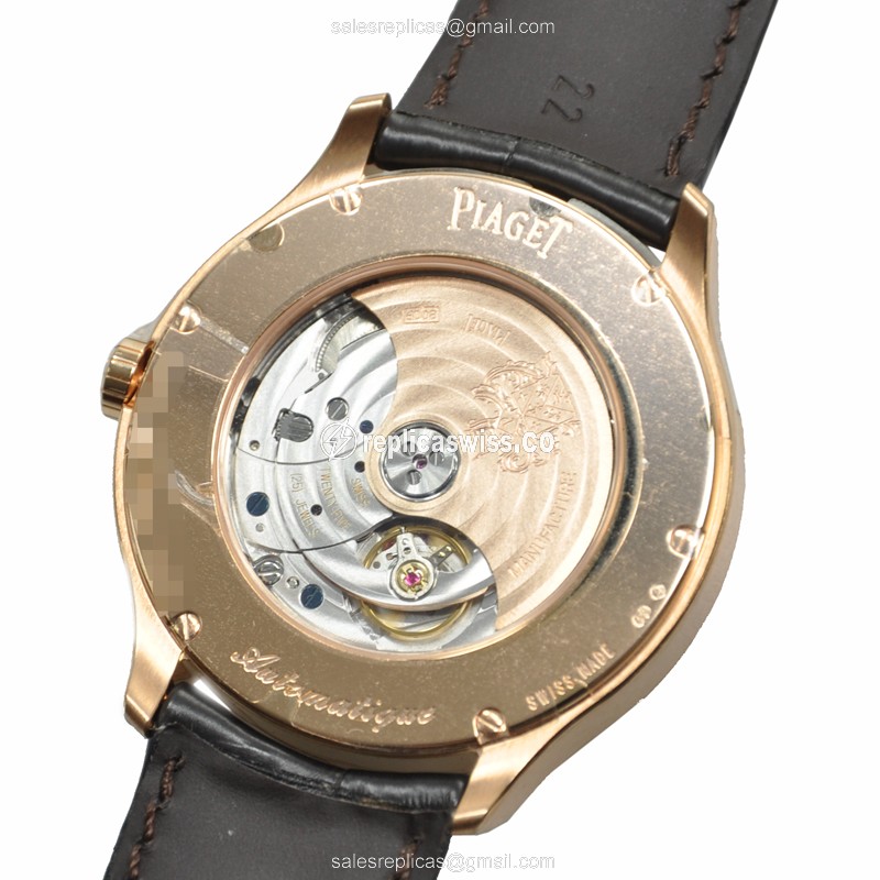Piaget G0A37110 Replica - Automatic - 18kt Rose Gold - White Dial - Alligator Black Strap - View 3
