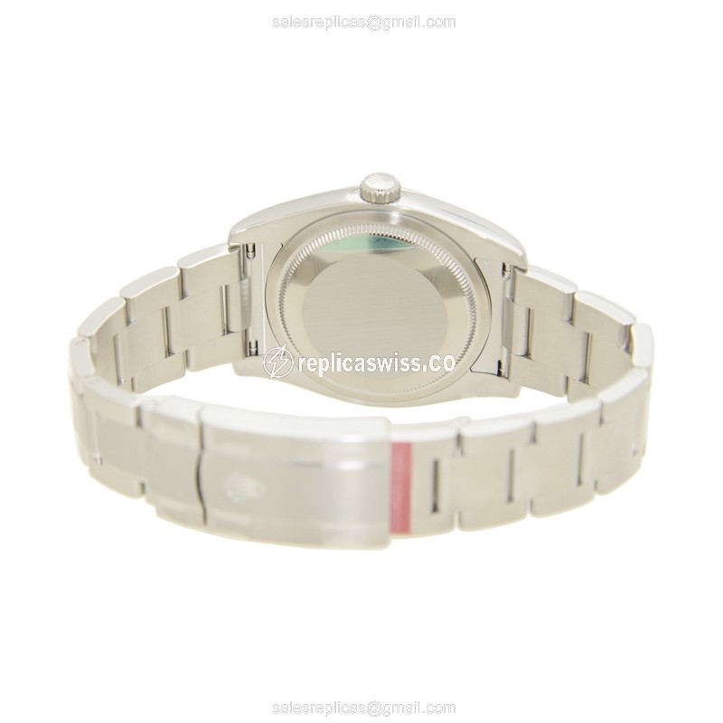 Rolex OYSTER PERPETUAL Replica - Automatic - Stainless Steel - Blue Dial on Silver Steel Strap - View 4